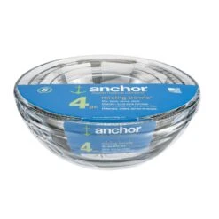 Anchor Hocking 13.5 Qt Glass Clear Mixing Bowl Set 4 Pc