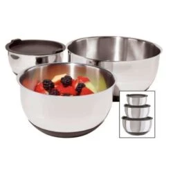 OGGI 5 Qt Stainless Steel Silver Mixing Bowl Set 3 Pc