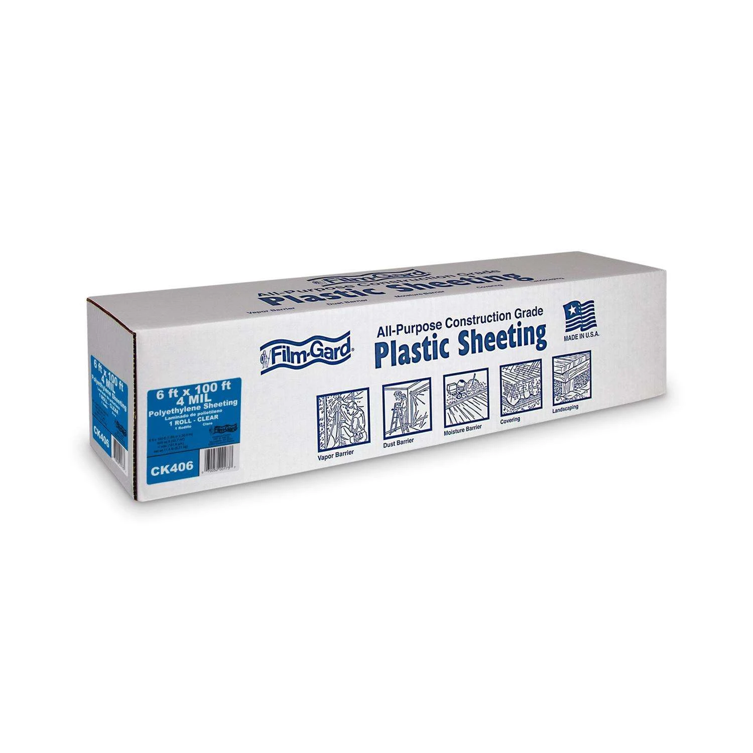 Film-Gard Plastic Sheeting 4 Mil X 6 Ft. W X 100 Ft. L Polyethylene Clear 1 Pk - Image 2