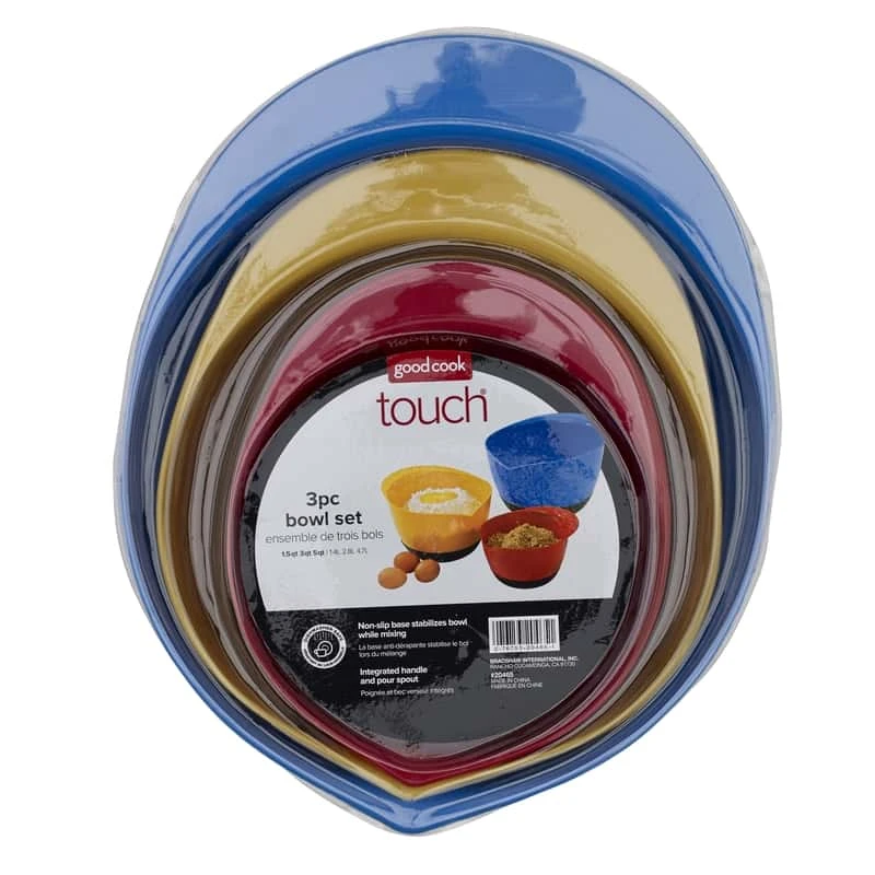 Good Cook 1.5 Qt Plastic Assorted Mixing Bowl Set 3 Pc