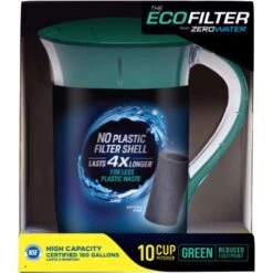 ZeroWater EcoFilter 10 Cups Clear/Green Water Filter Pitcher