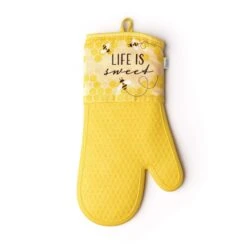 Krumbs Kitchen Homemade Happiness Yellow Life Is Sweet Silicone Oven Mitt