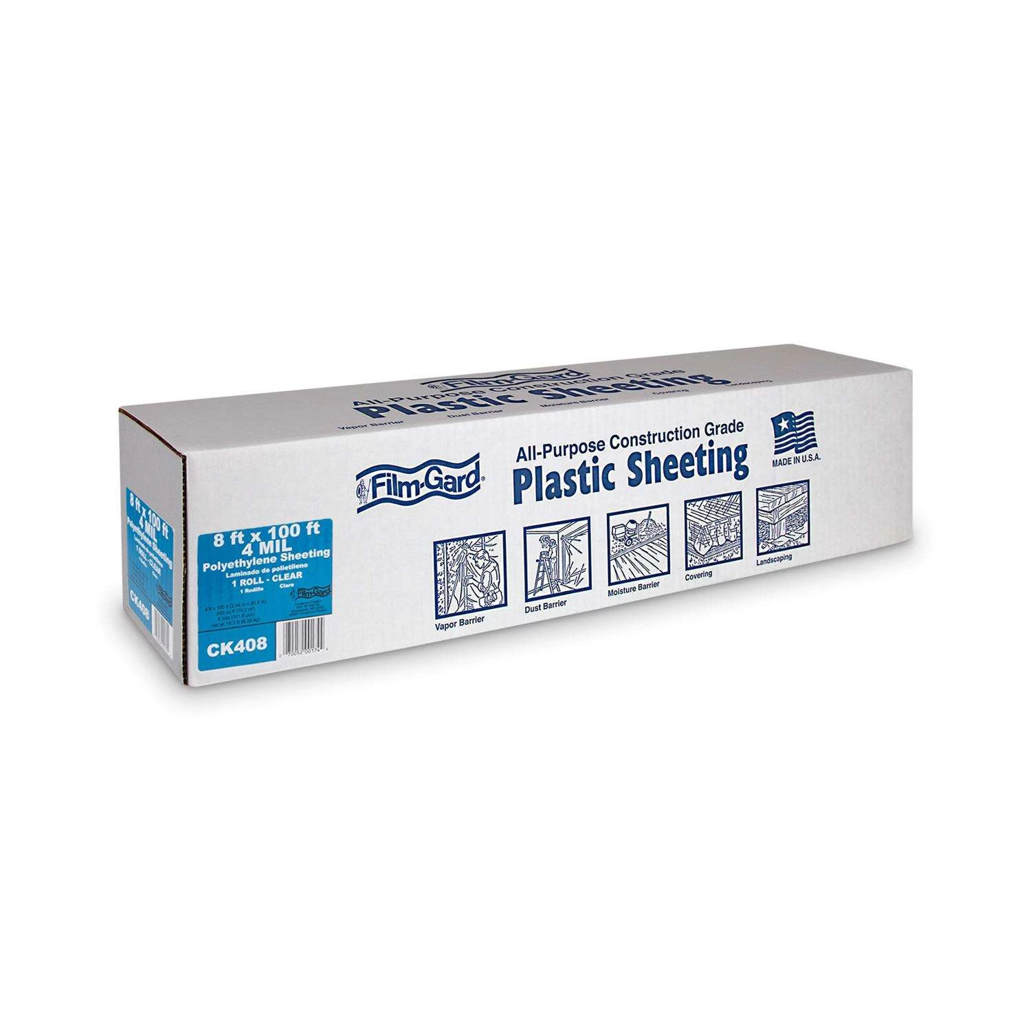 Film-Gard Plastic Sheeting 4 Mil X 8 Ft. W X 100 Ft. L Polyethylene Clear 1 Pk - Image 2