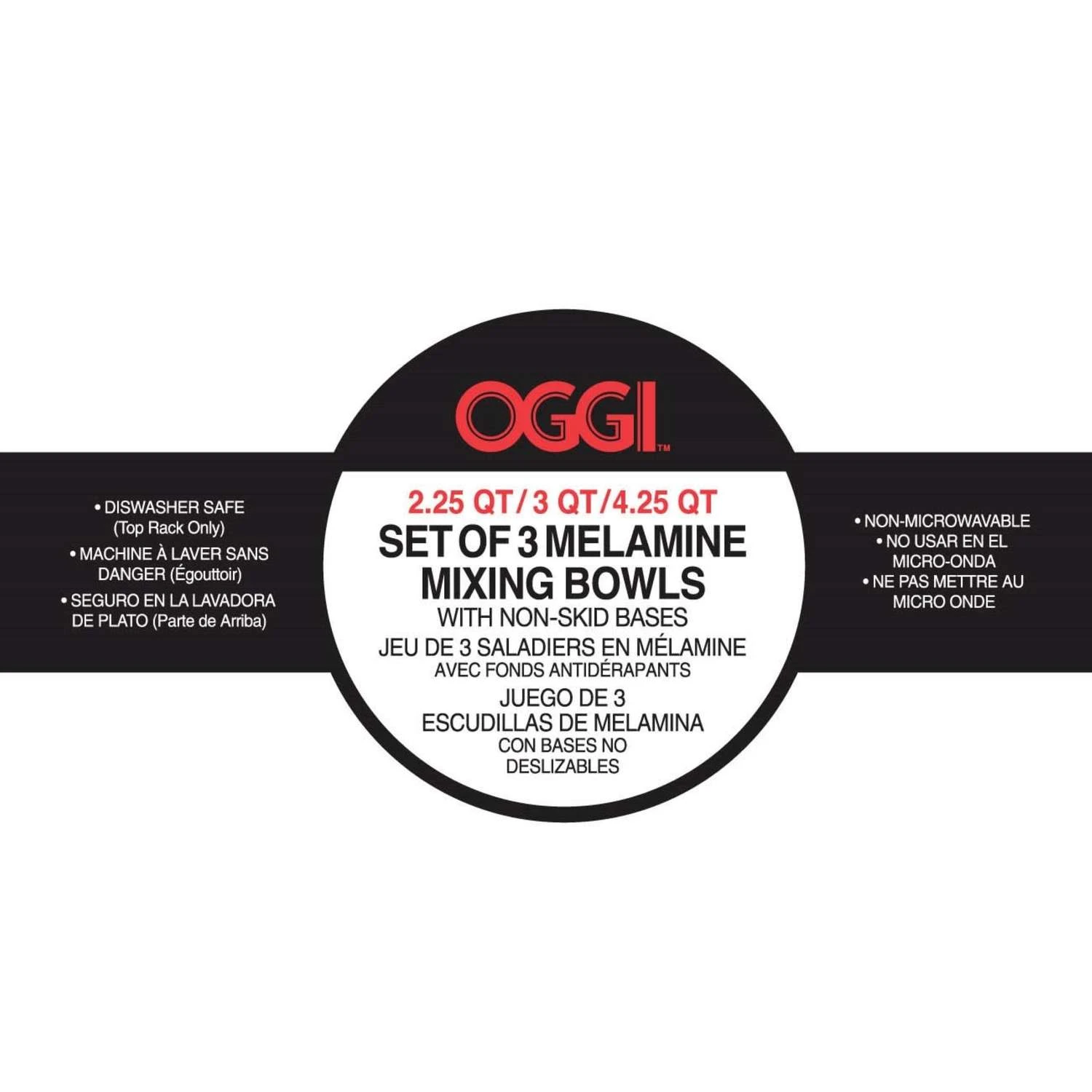 OGGI 4.25 Qt Melamine White Mixing Bowl Set 3 Pc - Image 2