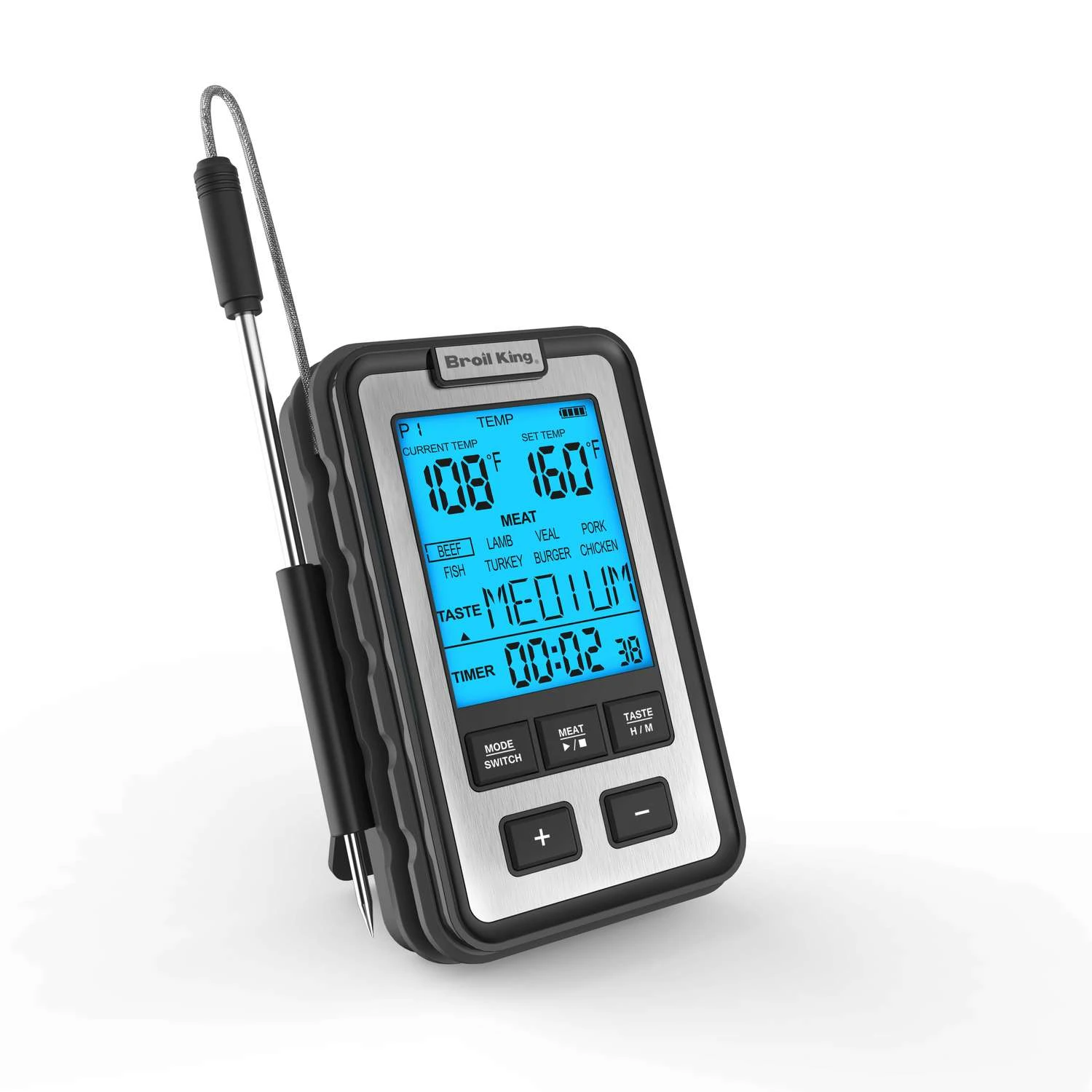 Broil King Instant Read Digital Probe Thermometer W/ Alarm & Timer