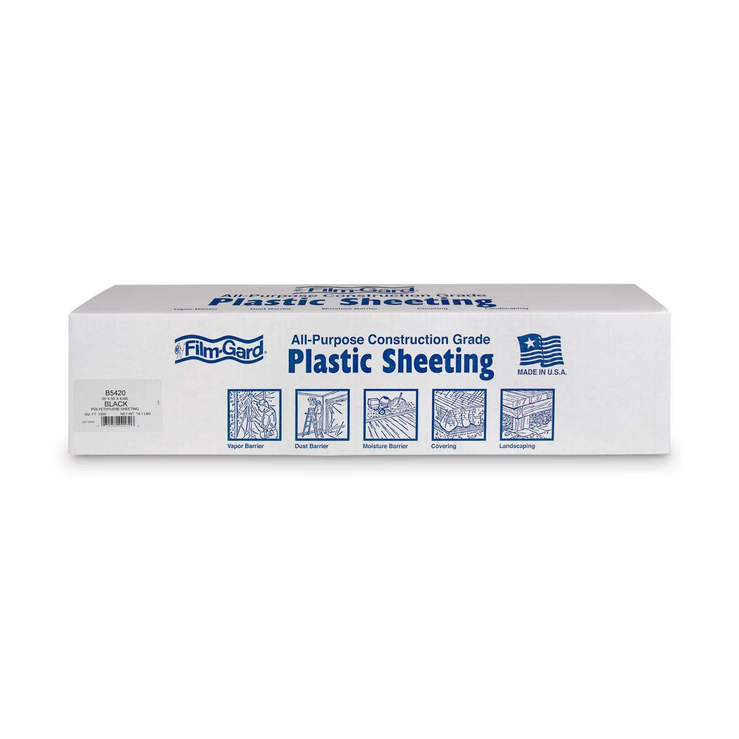 Film-Gard Plastic Sheeting 4 Mil X 20 Ft. W X 50 Ft. L Polyethylene Black 1 Pk