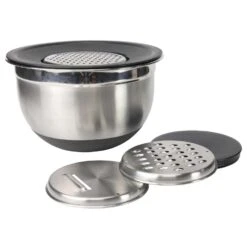 Chef Craft Stainless Steel Silver Mixing Bowl And Grater Set 6 Pc