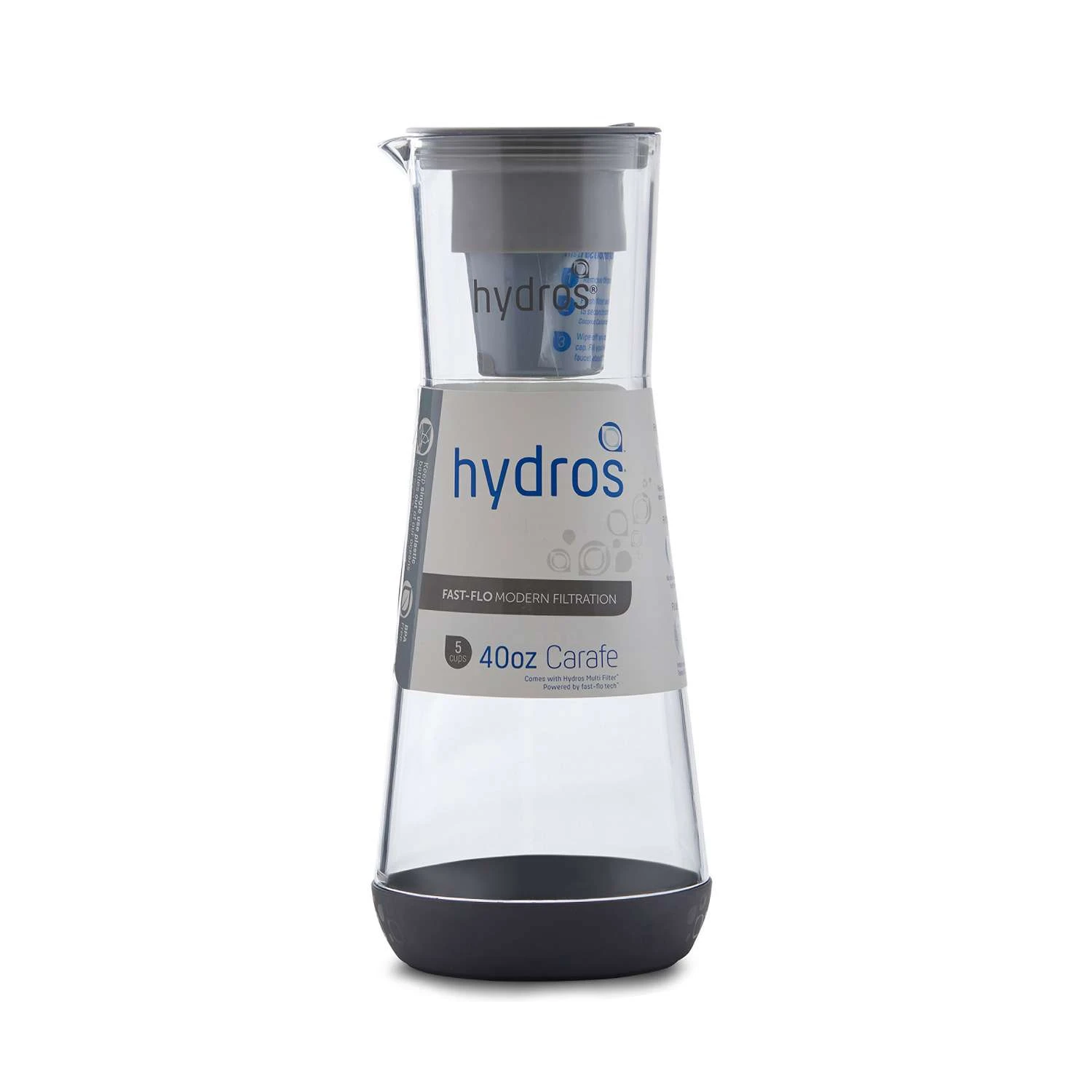 Hydros 5 Cups Gray Water Filtration Carafe