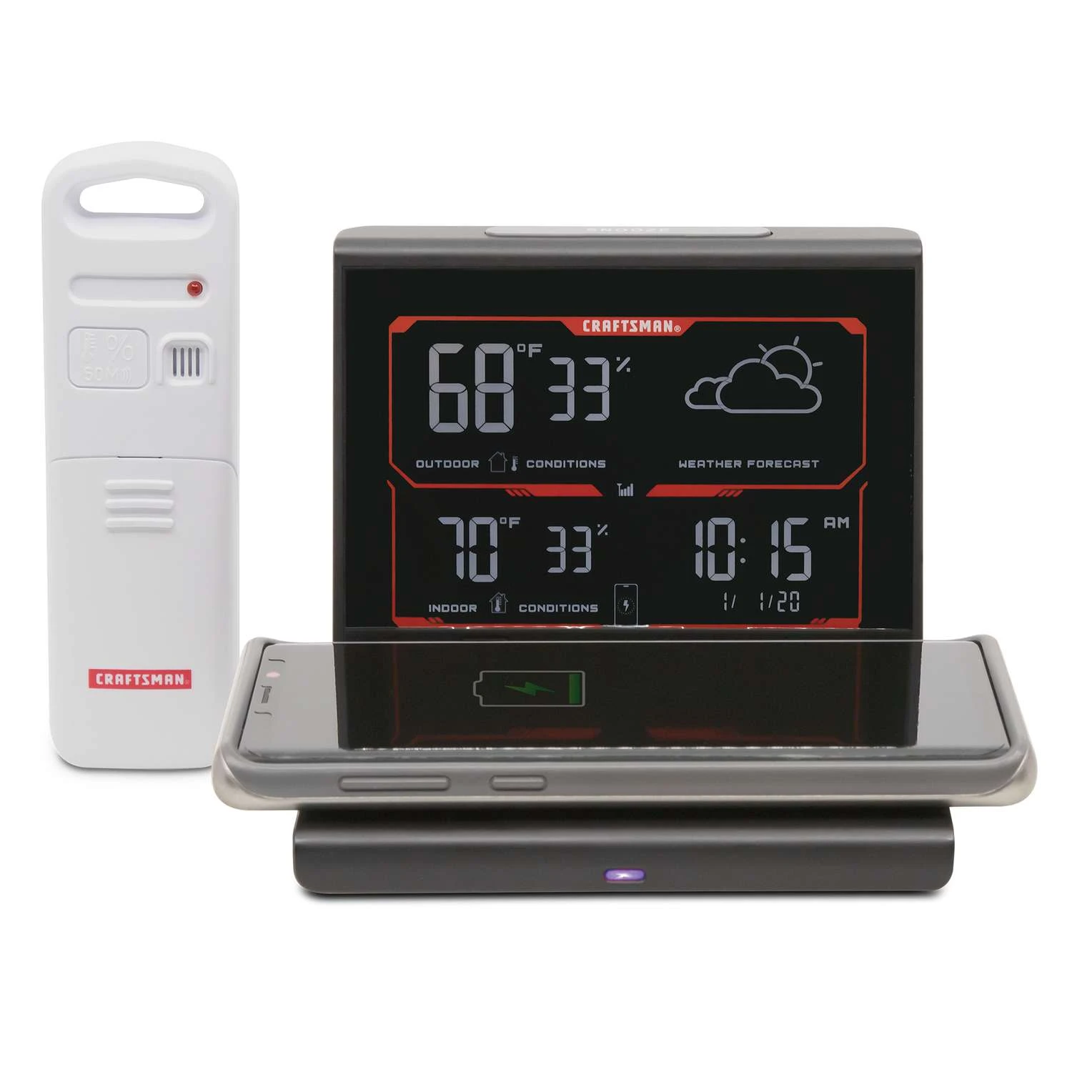 Craftsman Instant Read Digital Weather Forecaster W/ Charging Pad