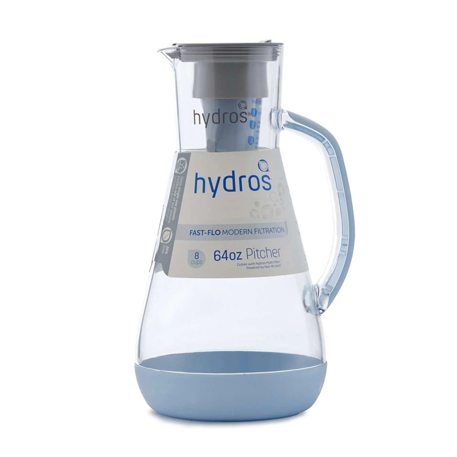 Hydros 8 Cups Blue Water Filtration Pitcher - Image 2